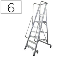 ESCALERA MOVIL KTL DE ALUMINIO CON PLATAFORMA Y GUARDACUERPOS PLEGABLE 6 PELDAÑOS SERIE 2XL-S