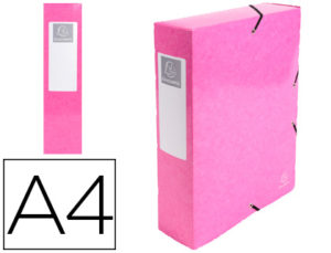 CARPETA DE PROYECTO EXACOMPTA IDERAMA CARTON LUSTRADO PLASTIFICADO DIN A4 LOMO 80 MM ROSA