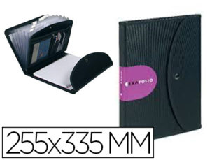 CARPETA EXACOMPTA EXAFOLIO PORTADOCUMENTOS POLIPROPILENO NEGRO 6 COMPARTIMENTOS 255X335 MM