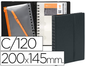 TARJERTERO EXACOMPTA EXACARD EXACTIVE PARA TARJETAS DE VISITAS POLIPROPILENO COLOR NEGRO PARA 120 TARJETAS