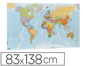 MAPA MURAL FAIBO PLANISFERIO PLASTIFICADO ENROLLADO 83X138 CM