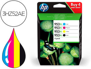 INK-JET HP 953XL OFFICEJET PRO 7730 / 7720 / 7740 / 8210 / 8730 PACK 4 COLORES NEGRO / AMARILLO / CIAN / MAGENTA