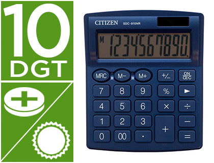CALCULADORA CITIZEN SOBREMESA SDC-810 NRNVE 10 DIGITOS 124X102X25 MM AZUL