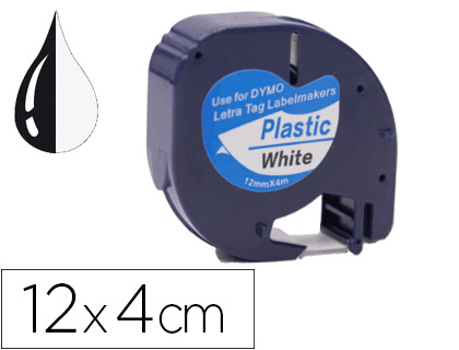 CINTA Q-CONNECT 12MM X 4MT NEGRO-BLANCO PERLA PARA MAQUINA LETRATAG