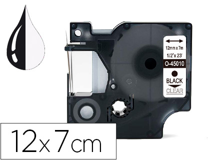 CINTA Q-CONNECT NEGRO-TRANSPARENTE 12MM X 7MT DYMO