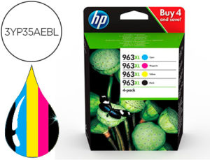 INK-JET HP 963 XL OFFICEJET PRO 9010 / 9020 / 9022 / 9023 / 9025 PACK COLOR AMARILLO MAGENTA CIAN Y NEGRO 2.000 PAG