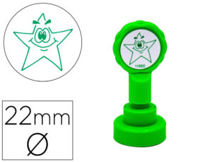 SELLO ARTLINE EMOTICONO ESTRELLA COLOR VERDE 22 MM DIAMETRO