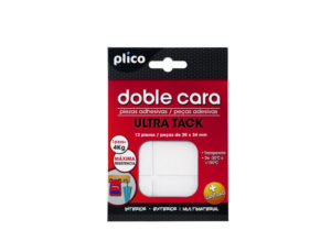 CINTA ADHESIVA PLICO ULTRA TACK EN PIEZAS PRECORTADAS DE 30 X 34 MM PACK DE 12 UNIDADES