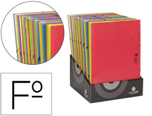CARPETA CARCHIVO GOMAS TRES SOLAPAS FOLIO CARTON PRESPAN LUZ COLOR EXPOSITOR DE 30 UNIDADES COLORES SURTIDOS
