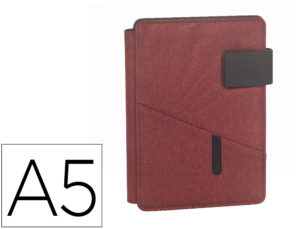 PORTANOTAS CARCHIVO VENTURE DIN A5 CON SOPORTE SMARTPHONE Y CUADERNO 64 HOJAS COLOR ROJO 230X170X20 MM