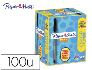 BOLIGRAFO PAPER MATE INKJOY 100 PUNTA MEDIA TRAZO 1 MM NEGRO PACK DE 80 + 20 UNIDADES