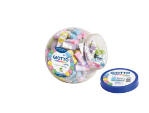 GOMA DE BORRAR GIOTTO MINI GOMMA PASTEL BOMBONERA DE 120 UNIDADES COLORES SURTIDOS