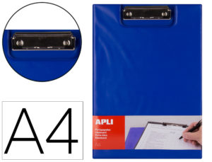 PORTANOTAS APLI CLIPBOARD POLIPROPILENO CON SOLAPA COLOR AZUL DIN A4