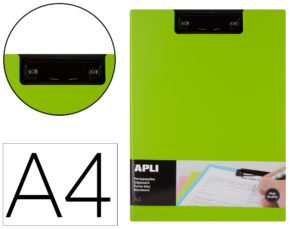 PORTANOTAS APLI CLIPBOARD POLIPROPILENO FOAM CON SOLAPA COLOR VERDE DIN A4