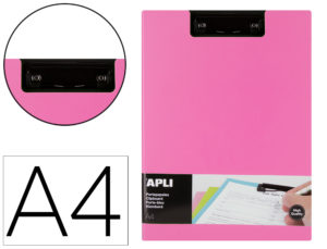 PORTANOTAS APLI CLIPBOARD POLIPROPILENO FOAM CON SOLAPA COLOR ROSA DIN A4