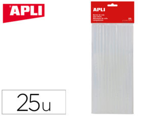 BARRAS TERMOFUSIBLE APLI 7,5MM DE DIAMETRO X 200 MM DE ALTO BLISTER DE 25 UNIDADES