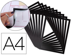 MARCO PORTA ANUNCIO TARIFOLD MAGNETICO PRO MEMO DIN A4 APERTURA FRONTAL COLOR NEGRO PACK DE 10 UNIDADES