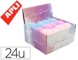 EXPOSITOR DE SOBREMESA TARIFOLD DREAM ACCESORIOS COLGANTES POM POM 24 UNIDADES 3 COLORES SURTIDOS