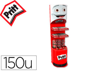 EXPOSITOR SUELO METALICO CON LUZ PEGAMENTO EN BARRA PRITT 75 UNIDADES 22 GR + 75 UNIDADES 43 GR