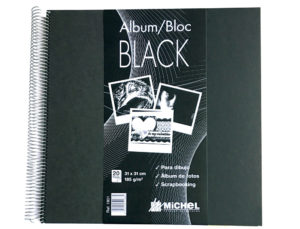 ALBUM BLOCK MICHEL ESPIRAL 24,5X24,5 CM 20 HOJAS 300 GR COLOR NEGRO