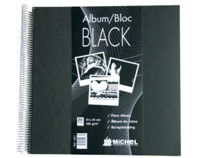 ALBUM BLOCK MICHEL ESPIRAL 31X31 CM 20 HOJAS 300 GR COLOR NEGRO