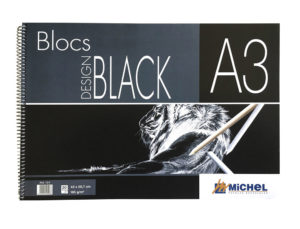 BLOC DESIGN MICHEL BLACK ESPIRAL DIN A4 30 HOJAS CARTULINA NEGRA 185 GR