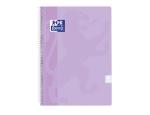 CUADERNO ESPIRAL OXFORD CLASSIC TAPA PLASTICO FOLIO 80 HOJAS 90 GR CUADRO 4 MM COLOR MALVA