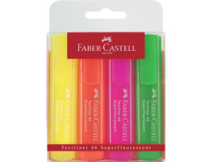 ROTULADOR FABER FLUORESCENTE 1546 ESTUCHE 4 UNIDADES COLORES SURTIDOS