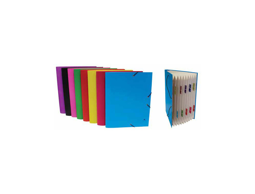 CARPETA MARIOLA CLASIFICADORA FUELLE 12 DEPARTAMENTOS COLORES SURTIDOS