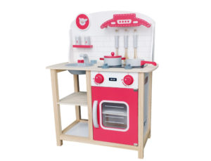 COCINA DE MADERA ANDREUTOYS ROJA 8 PIEZAS