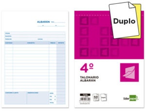 TALONARIO LIDERPAPEL ALBARAN CUARTO ORIGINAL Y COPIA T215
