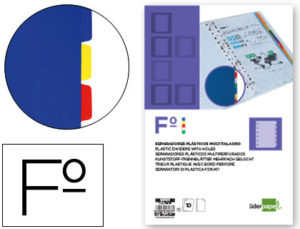 SEPARADOR LIDERPAPEL PLASTICO JUEGO DE 10 SEPARADORES FOLIO 16 TALADROS