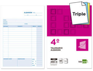 TALONARIO LIDERPAPEL ALBARAN CUARTO ORIGINAL Y DOS COPIAS T315