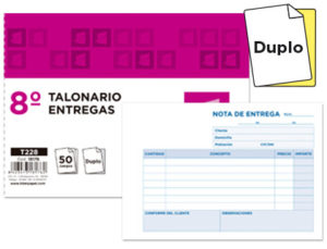 TALONARIO LIDERPAPEL ENTREGAS 8º ORIGINAL Y COPIA T228 APAISADO