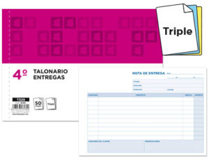 TALONARIO LIDERPAPEL ENTREGAS CUARTO ORIGINAL Y 2 COPIAS T329 APAISADO