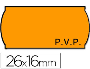 ETIQUETAS METO ONDULADAS 26 X 16 MM PVP FN. ADH 2 -FLUOR NARANJA -ROLLO 1200 ETIQUETAS