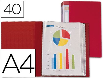 CARPETA LIDERPAPEL PERSONALIZA 31720 40 FUNDAS POLIPROPILENO DIN A4 ROJA LOMO PERSONALIZABLE