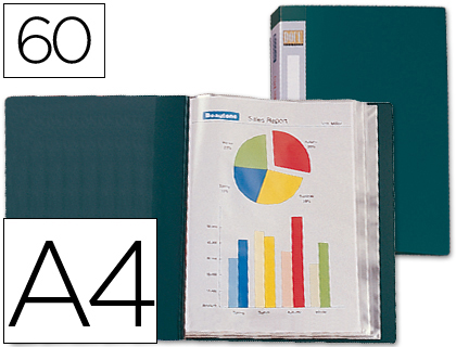 CARPETA LIDERPAPEL PERSONALIZA 31743 60 FUNDAS POLIPROPILENO DIN A4 VERDE -LOMO PERSONALIZABLE