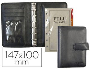 AGENDA ANILLAS BELIUS PEQUEÑA 5″ 147X100 MM 951-B PIEL NEGRA