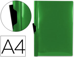 CARPETA LIDERPAPEL DOSSIER PINZA LATERAL 35363 POLIPROPILENO DIN A4 VERDE 30 HOJAS PINZA DESLIZANTE