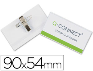 IDENTIFICADOR CON PINZA E IMPERDIBLE Q-CONNECT KF01567 -54X90 MM.