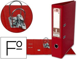ARCHIVADOR DE PALANCA LIDERPAPEL FOLIO DOCUMENTA FORRADO PVC CON RADO LOMO 75MM ROJO COMPRESOR METALICO