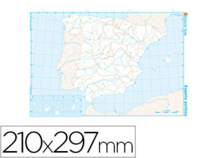 MAPA MUDO B/N DIN A4 ESPAÑA -POLITICO