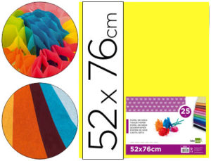 PAPEL SEDA LIDERPAPEL AMARILLO 52X76 CM 18 GR -PAQUETE DE 25 HOJAS