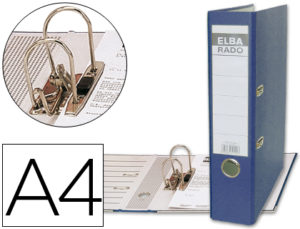 ARCHIVADOR DE PALANCA ELBA CARTON FORRADO DIN A4 AZUL -LOMO DE 80 MM -RADO PLAST