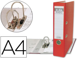 ARCHIVADOR DE PALANCA ELBA CARTON FORRADO DIN A4 ROJO -LOMO DE 80 MM -RADO PLAST