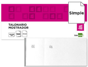 TALONARIO LIDERPAPEL MOSTRADOR 60X145 MM TL02 BLANCO CON MATRIZ