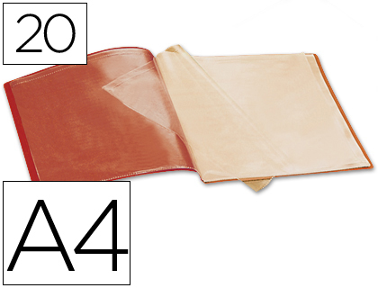 CARPETA LIDERPAPEL ESCAPARATE 37910 20 FUNDAS POLIPROPILENO DIN A4 ROJA