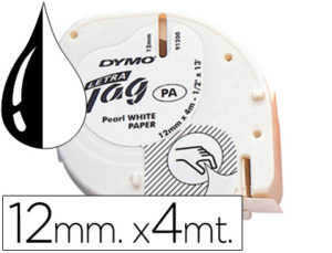 CINTA DYMO PAPEL 12MMX4MT -NEGRO/BLANCO PARA LETRATAG