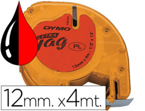 CINTA DYMO 12MMX4MT -NEGRO/ROJO COSMICO PARA MAQUINA LETRATAG